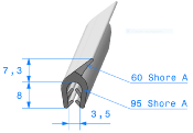Profil 1613000 - Pince EPDM 95sh avec Lèvre EPDM 60sh - Rlu 100m