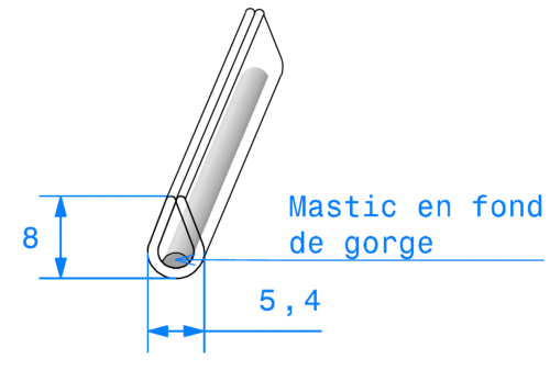 Joint en U Transparent - Tôle 1 à 2 mm - Rouleau de 25 mètres