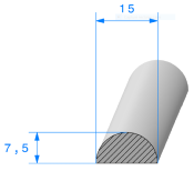 Joint Demi Rond mousse 15 mm - Rouleau de 50 mètres