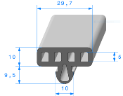 Profil 1631000 - EPDM 70sh - Alvéolé - Rlu 50m