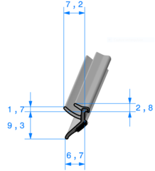 PROFIL 1208000-PROFIL VITRAGE jeu 3  5mm-TPE GRIS trimatire-rl 175m